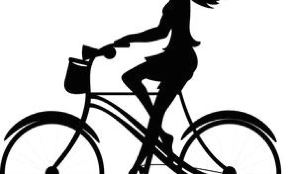 1024x600 Drawing Of A Girl Riding A Bike Girl Clipart Image Silhouette