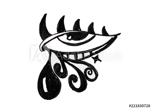 500x359 Hand Drawing Tattoo Using Black Ink On Paper Concept For Cry