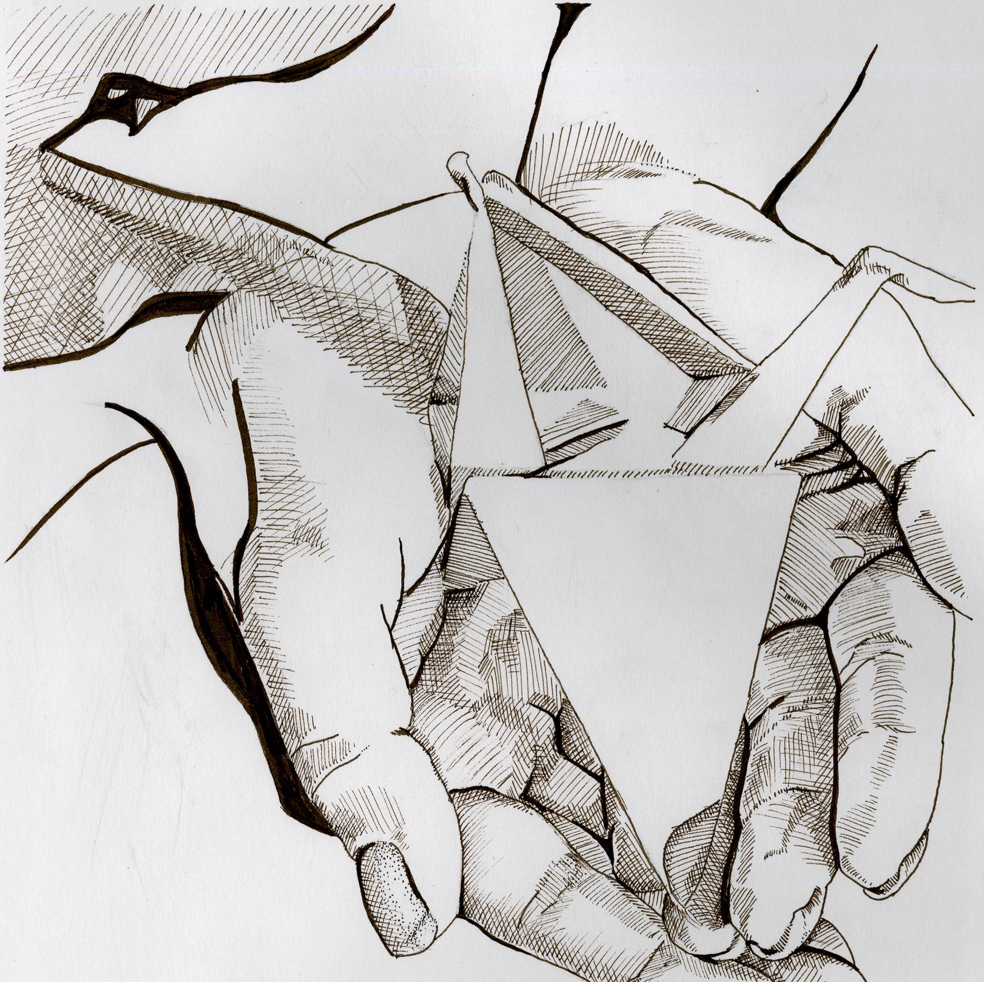 1920x1916 Paper Crane Drawing