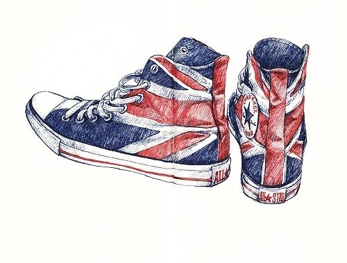 500x379 All Star, Converse, Draw, Drawing, England