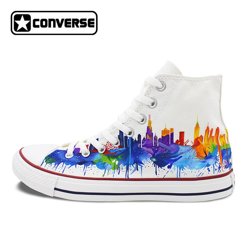 800x800 Colourful Chicago Skyline Original Converse All Star Men Women