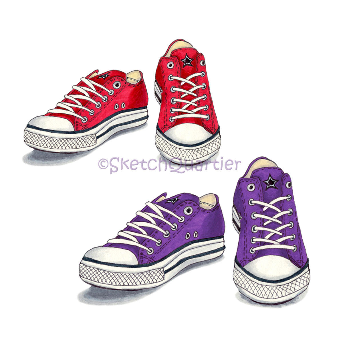 1185x1180 Red And Purple Converse Shoes Digital Clipart With Transparent Etsy