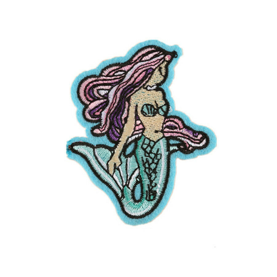 900x900 Embroidered Mermaid Badge Sea Fish Iron On Patches Fabric Clothes