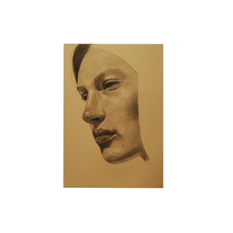 794x794 Squinting Pencil Drawing On Paper Etsy