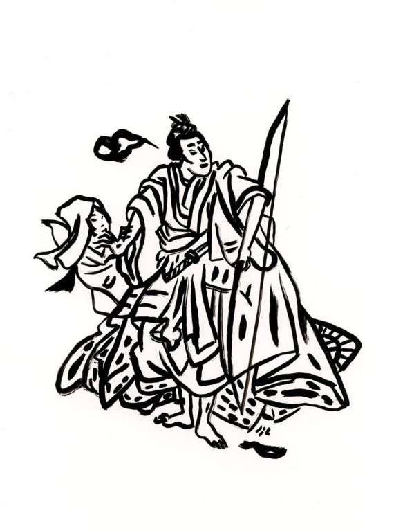 570x767 Original Drawing Ukiyo E Drawing Japanese Art Drawing