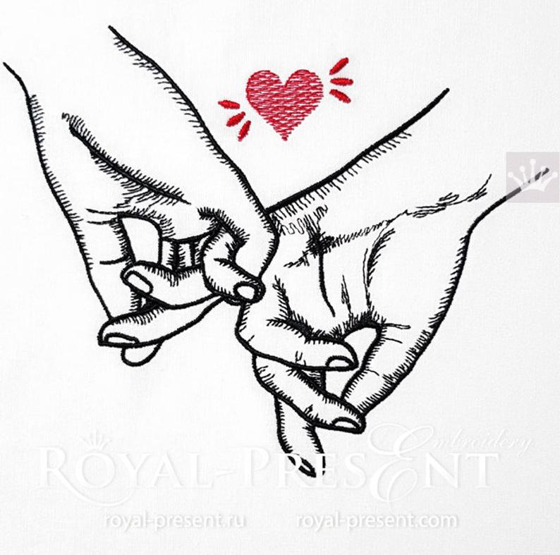 794x787 Couple In Love Hold Hands Embroidery Design Sizes Etsy