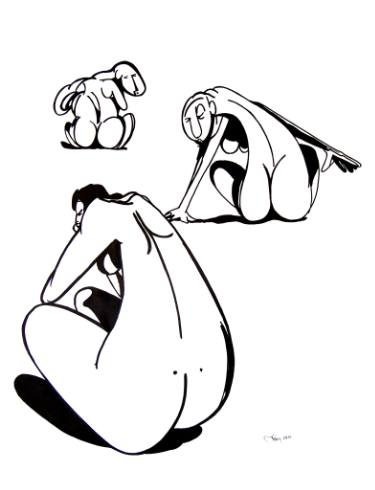 375x490 Over My Shoulder Drawing