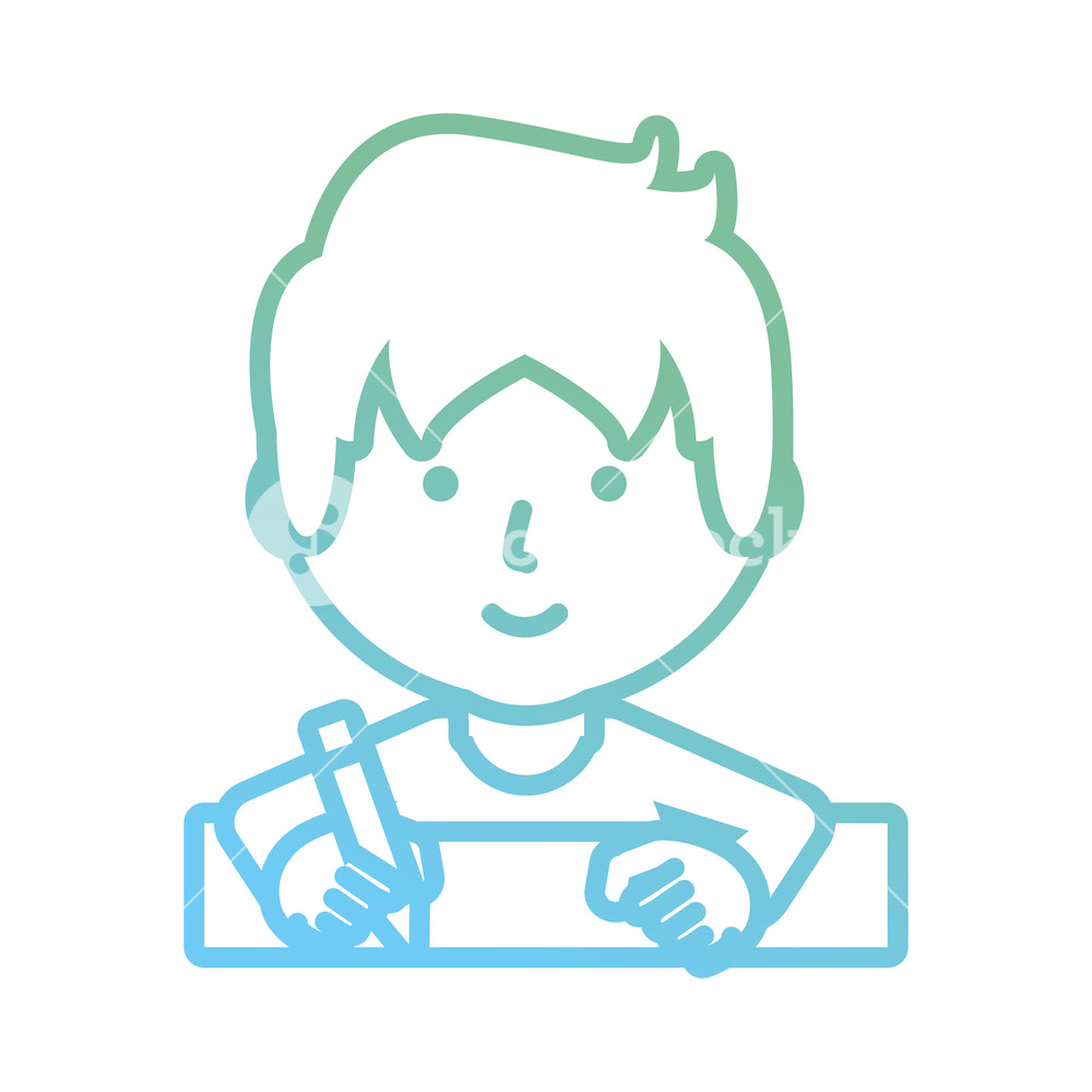 1000x1000 Cartoon Man With Drawing Utensils Over White Background Colorful