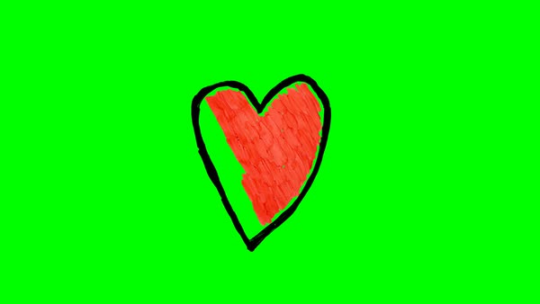 600x338 Drawing Different Hearts Over Green Screen