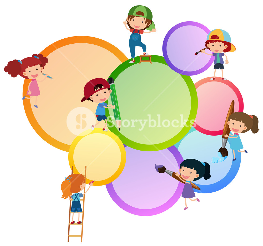 1000x936 Border Template With Kids Drawing And Painting Royalty Free Stock