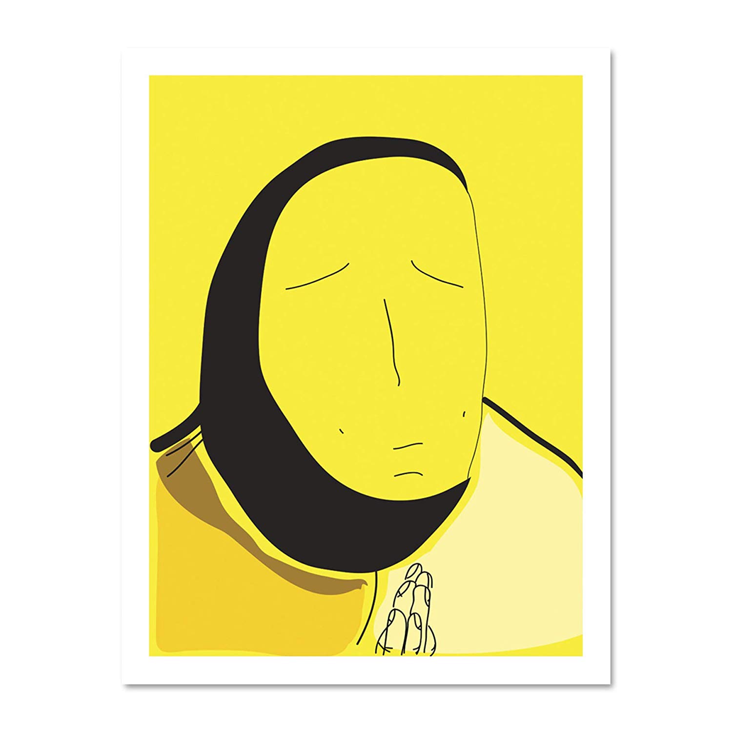 1500x1500 painting drawing design bizarre prayer yellow face art