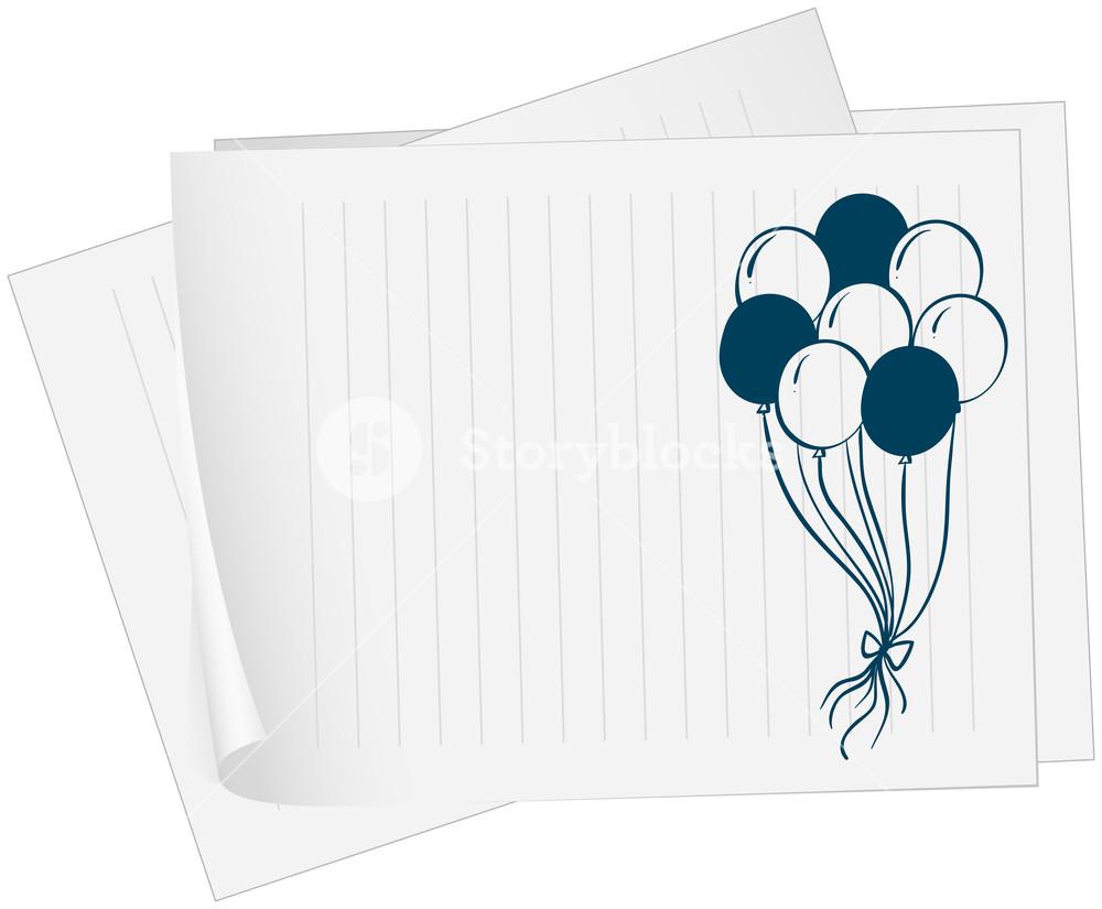 1000x825 Illustration Of A Paper With A Drawing Of Balloons On A White