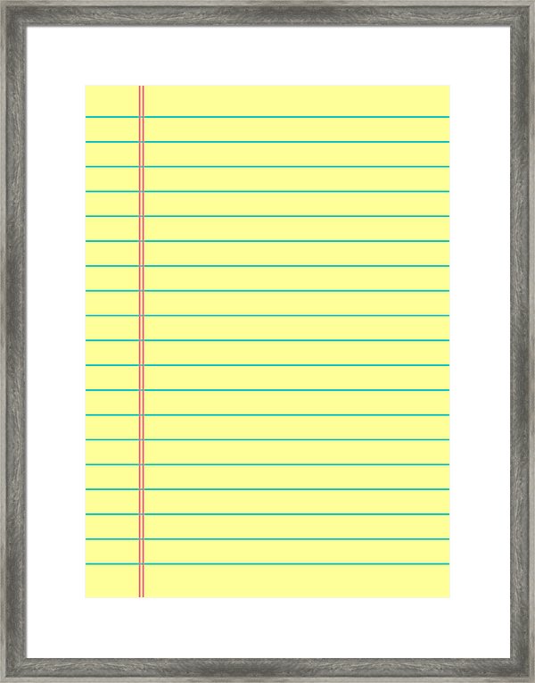 600x765 Notebook Paper Background Yellow Lined Paper Framed Print