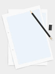 177x240 Pencil And Eraser On Drawing Paper Sheet Background With Area