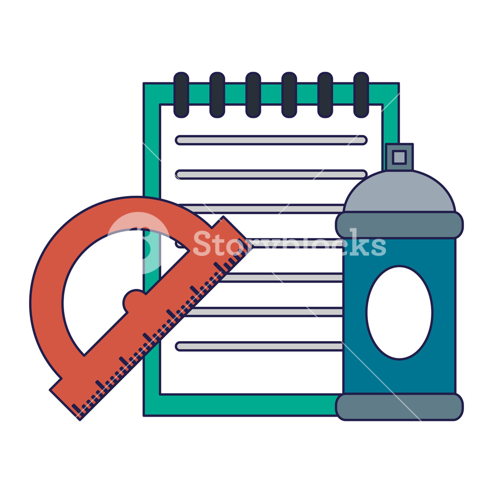 1000x1000 Drawing And Painting Paper And Paint Bottle With Compass Vector