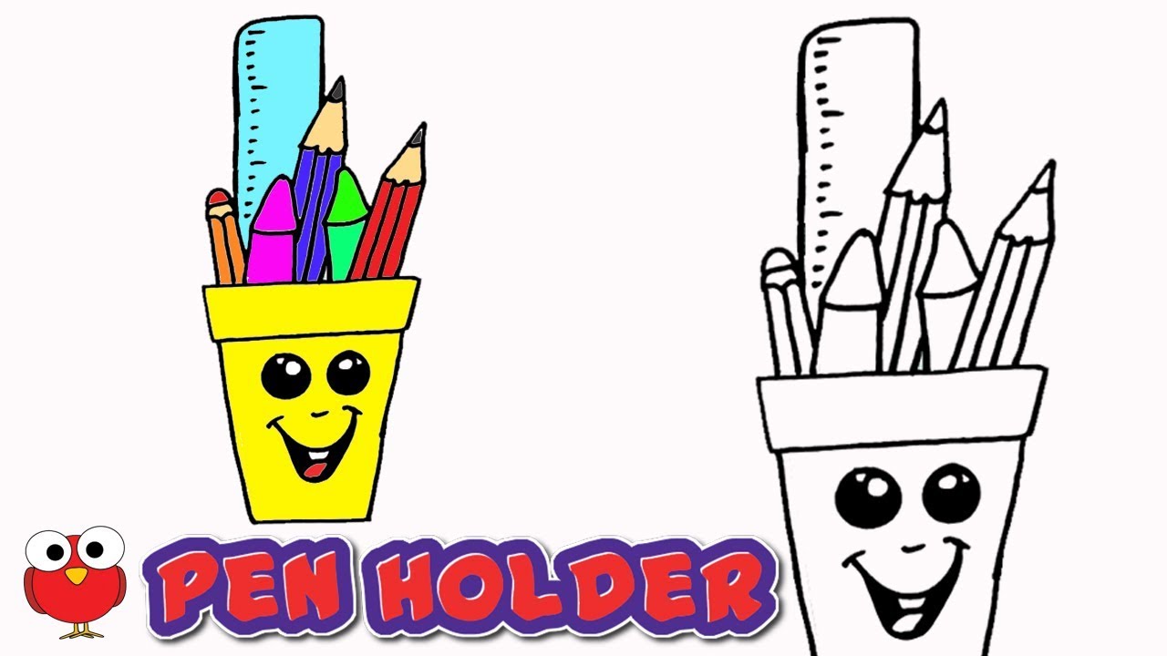 1280x720 How To Draw Cute Pen Holder For Kids Step