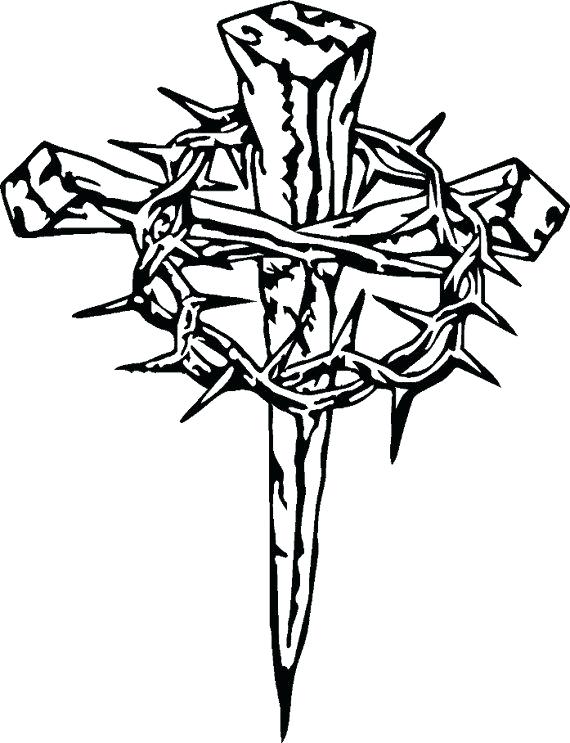570x743 Good Coloring Pages Three Crosses Iron Nails Cross Tattoo Design