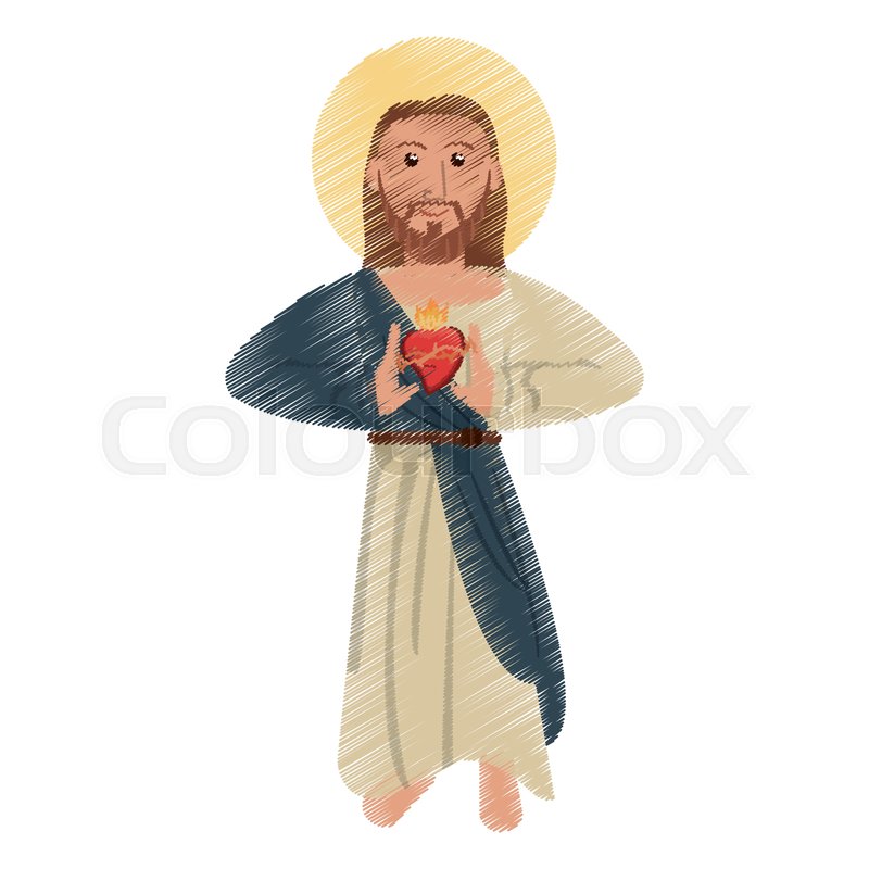 800x800 Drawing Jesus Christ Sac Heart Stock Vector Colourbox