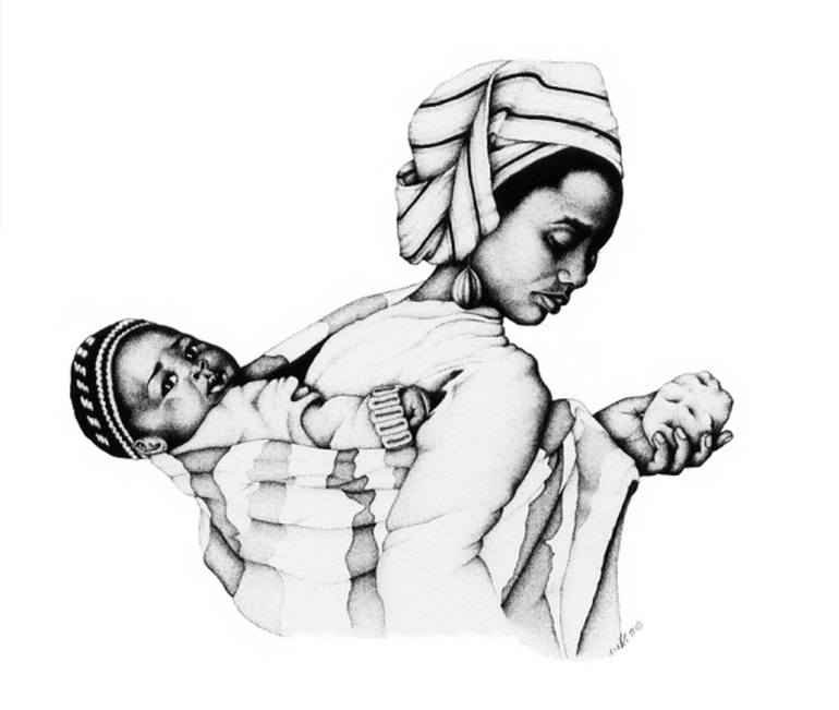 770x651 African Mother Child Drawing
