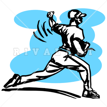 361x361 Sports Clipart Image Of Line Drawing Sketch Baseball Player