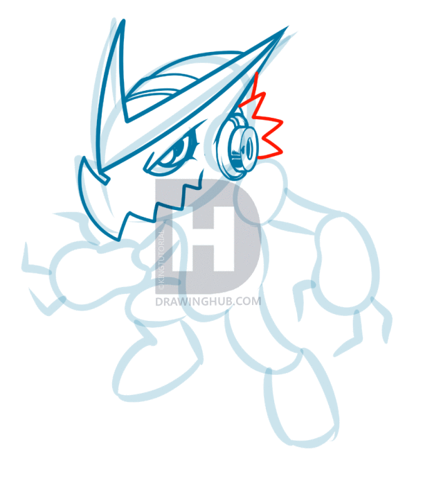 611x720 how to draw shoutmon, digimon fusion, step