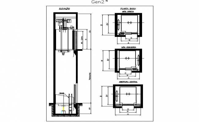 650x400 Elevator Plan And Section Detail Dwg