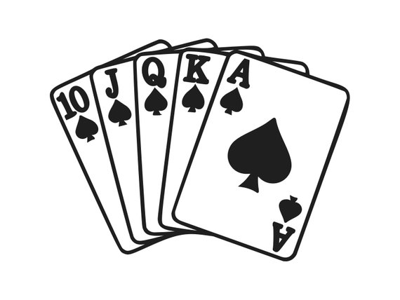 570x428 cards poker silhouette royal flush cutting etsy