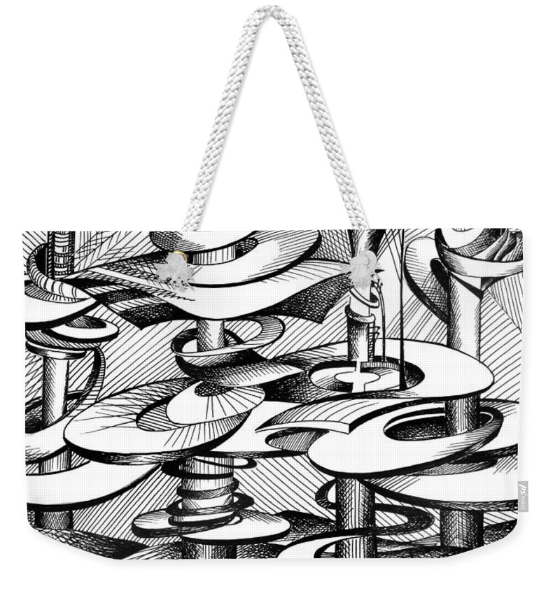 800x845 space port city of alien civilization weekender tote bag for sale