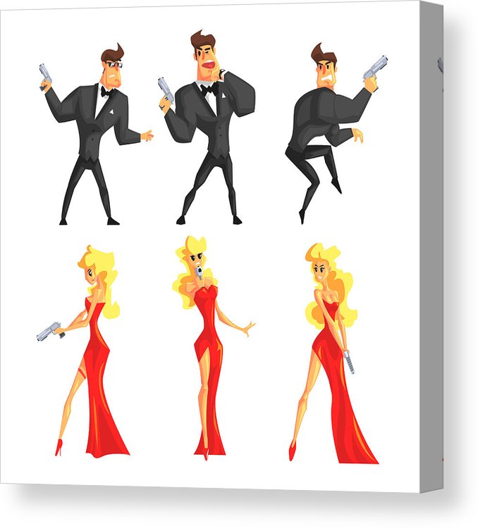 678x750 secret agents in different poses handsome man and beautiful woman