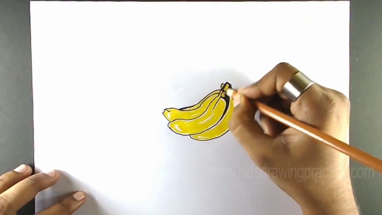 1280x720 How To Draw Banana Fruit Drawing Kids Drawing Practice How