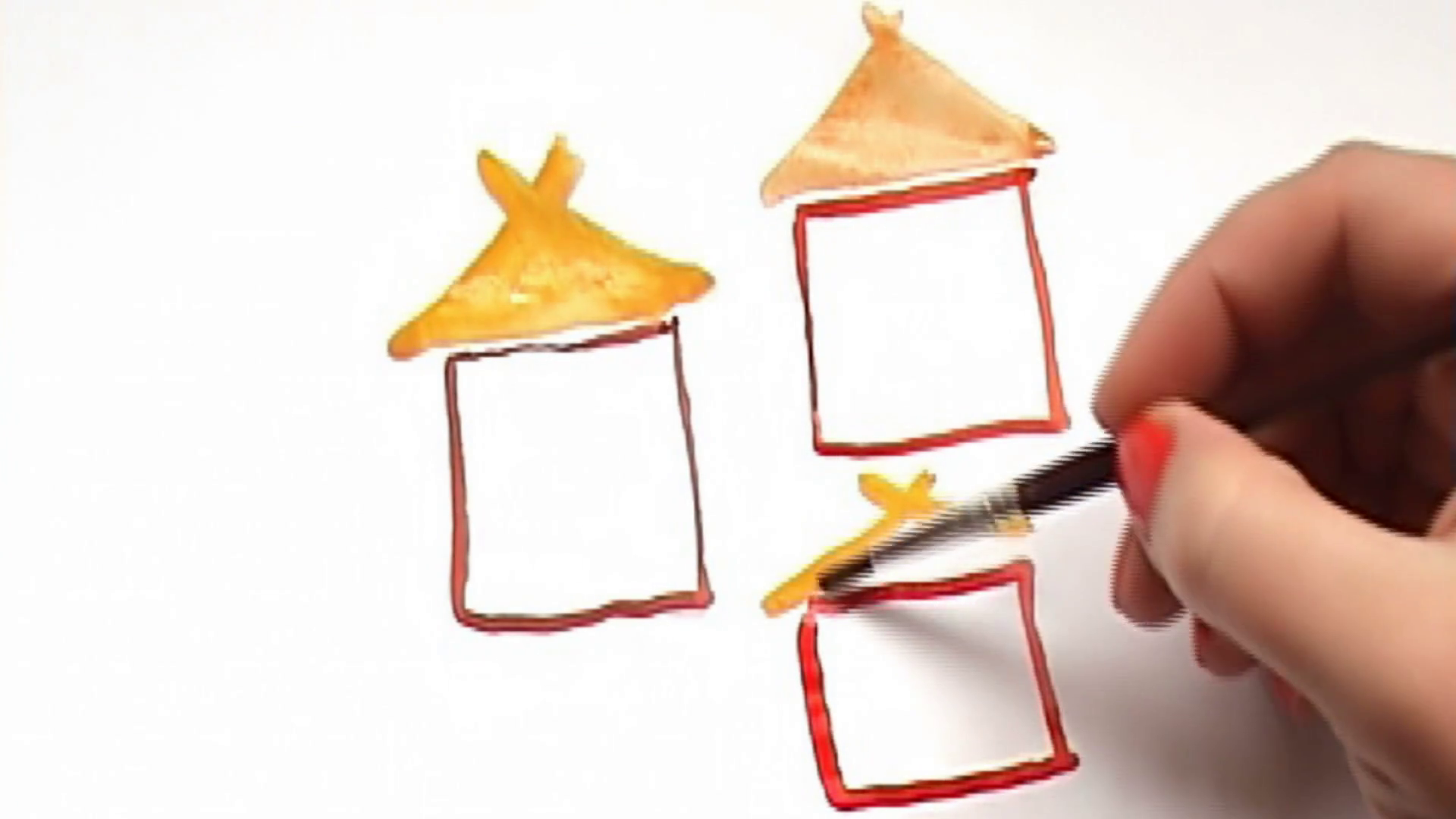 1920x1080 We Draw Small Houses Drawing Process Stock Video Footage