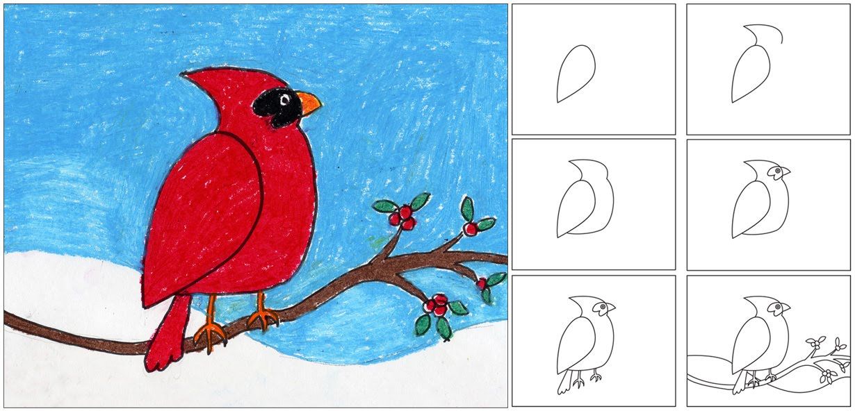 1230x592 Draw A Simple Cardinal Elementary Art Winter Art Projects, Art