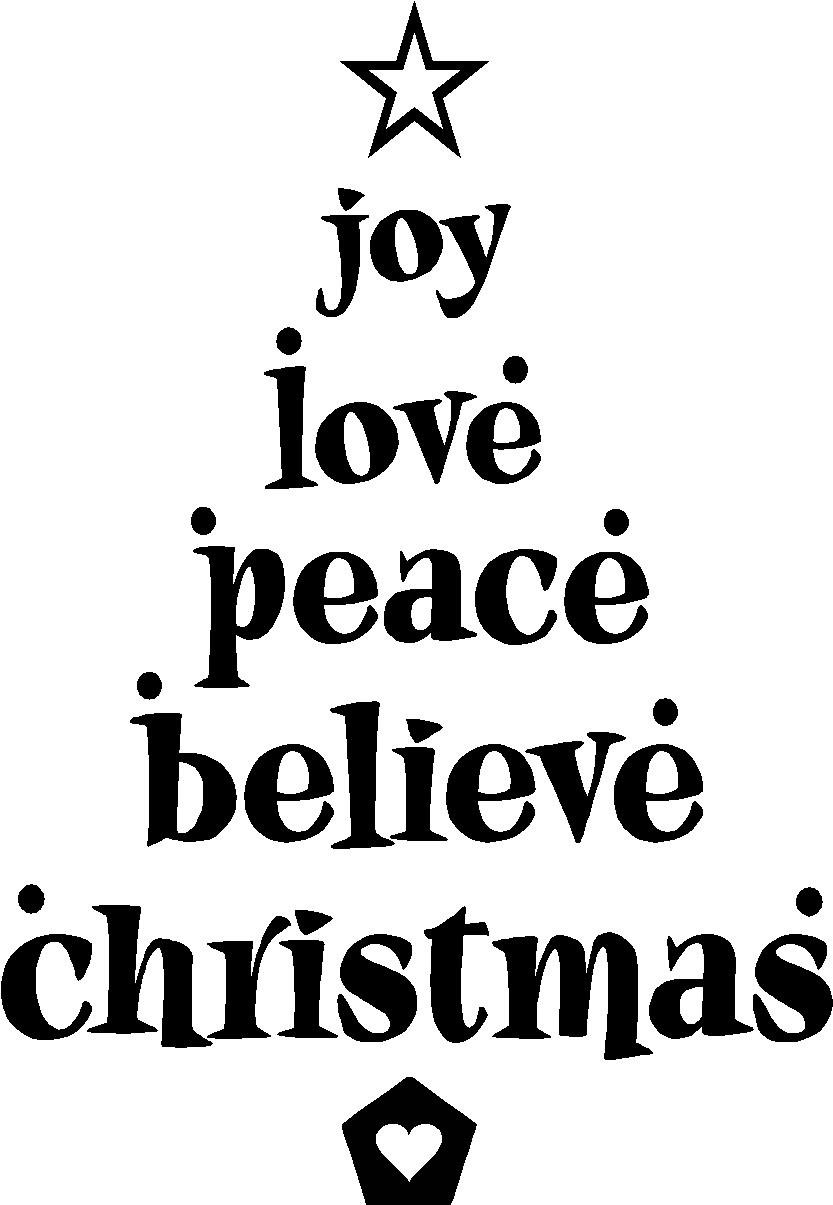 833x1205 Joy Love Peace Believe Christmas Cute Vinyl Wall