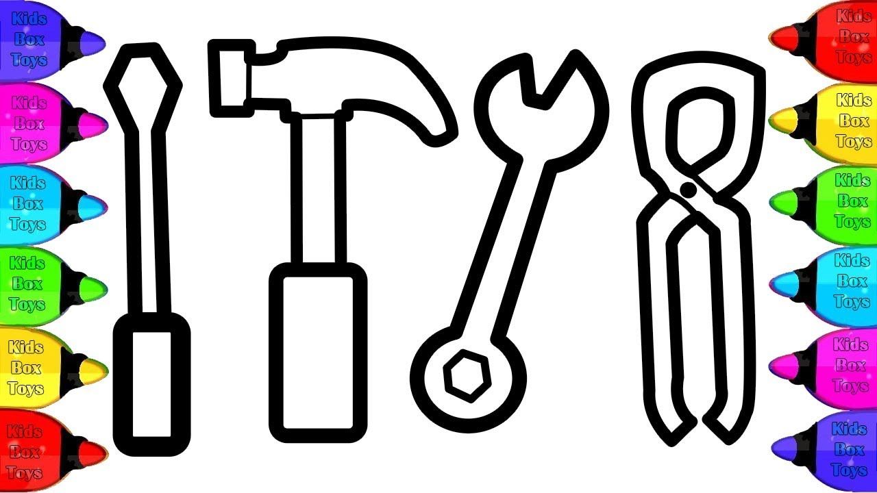 1280x720 Glitter Repair Tools Coloring And Drawing For Kids How