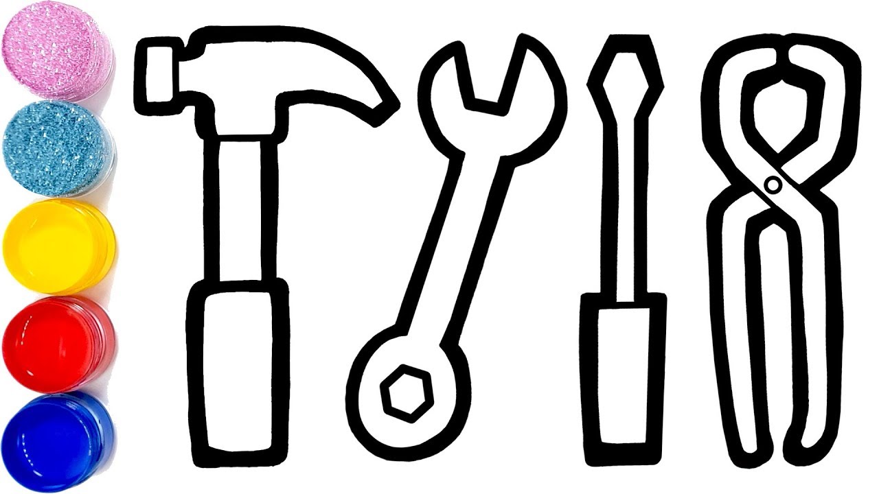 1280x720 Glitter Toy Repair Tools Coloring And Drawing For Kids Nursery