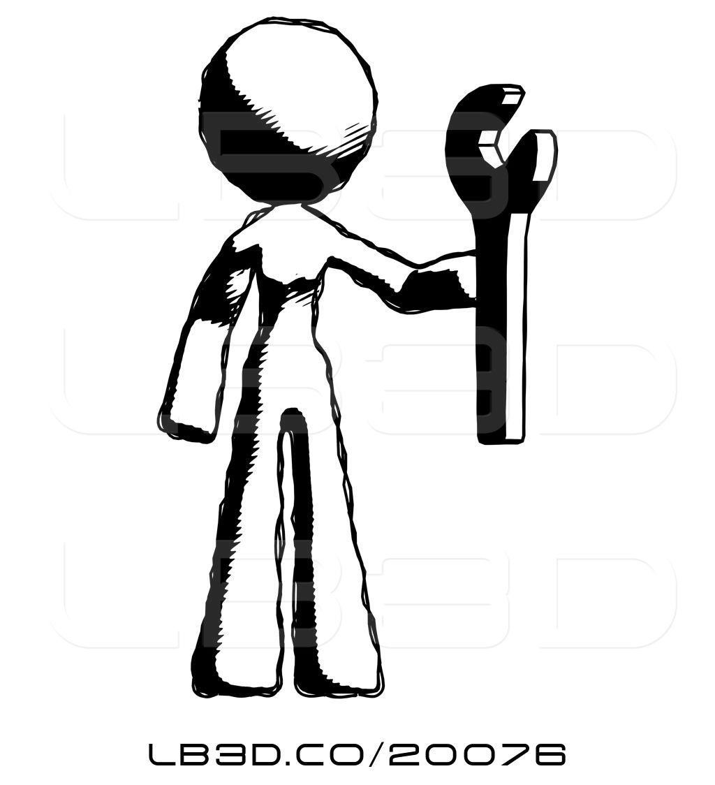 1024x1124 Illustration Of Ink Design Mascot Lady Holding Wrench Ready