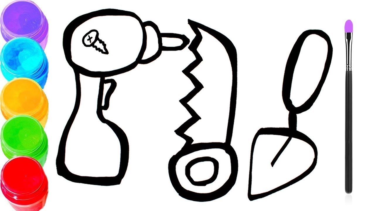 1280x720 Repair Tools Coloring And Drawing For Kids, Toddlers Learn