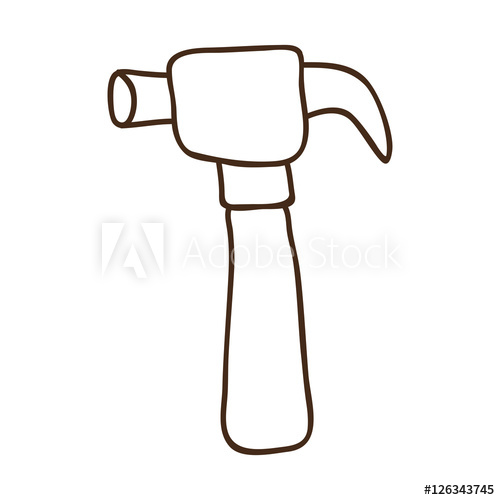 500x500 Hammer Repair Tool Icon Over White Background Draw Design Vector