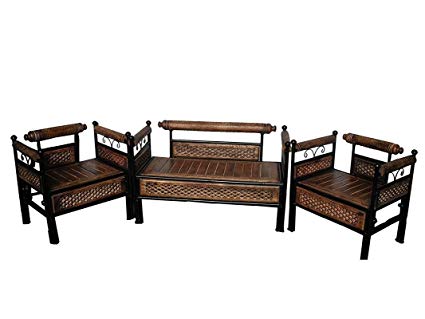 425x319 Worthy Shoppee Wooden Wrought Iron Sofa Set For Living Room