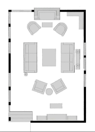 317x440 living room layout with fireplace and tv on opposite walls four