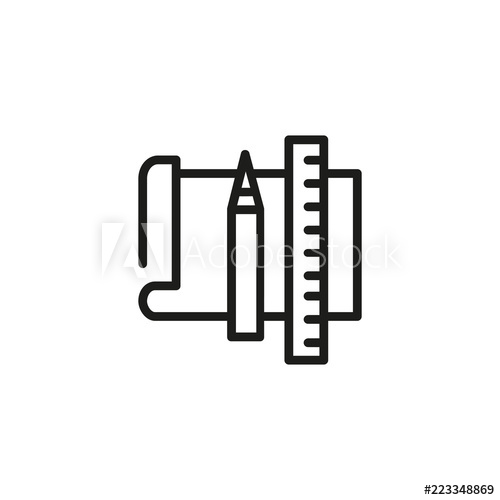 500x500 Paper With Pen And Ruler Line Icon School, Drafting, Sketching
