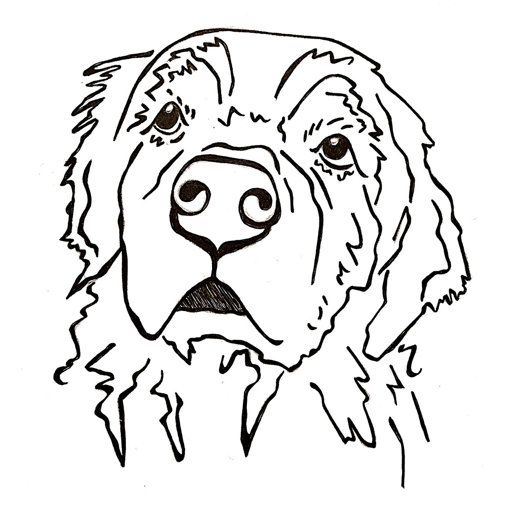 1000x1000 sample pen ink portrait drawing for=pendant smiling blue skies