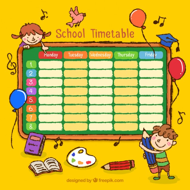 626x626 Hand Drawn School Timetable With Drawings Vector Free Download