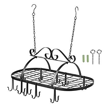 355x355 Hodleys Black Scrollwork Metal Ceiling Mounted Hanging Kitchen