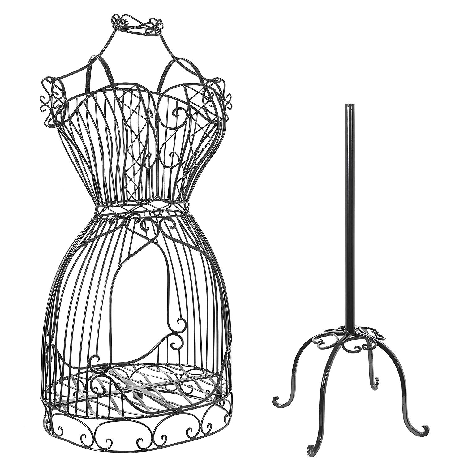 1500x1500 Vintage Designers Black Metal Scrollwork Wire Frame Dress Form