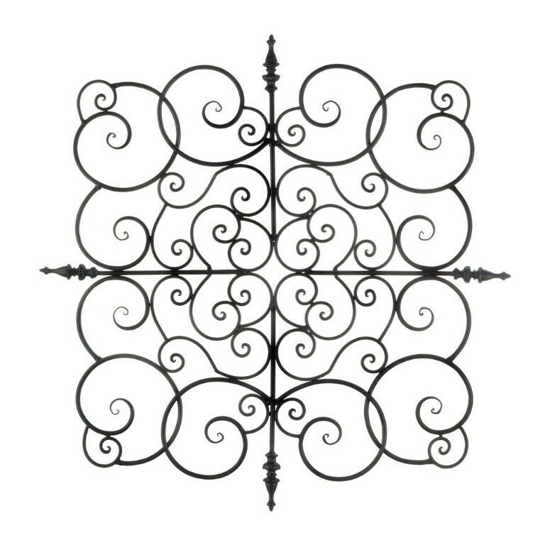 768x768 Contemporary Large Square Iron Spiral Scrollwork Plaque Wall Decor