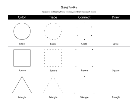 Drawing Shapes Worksheets