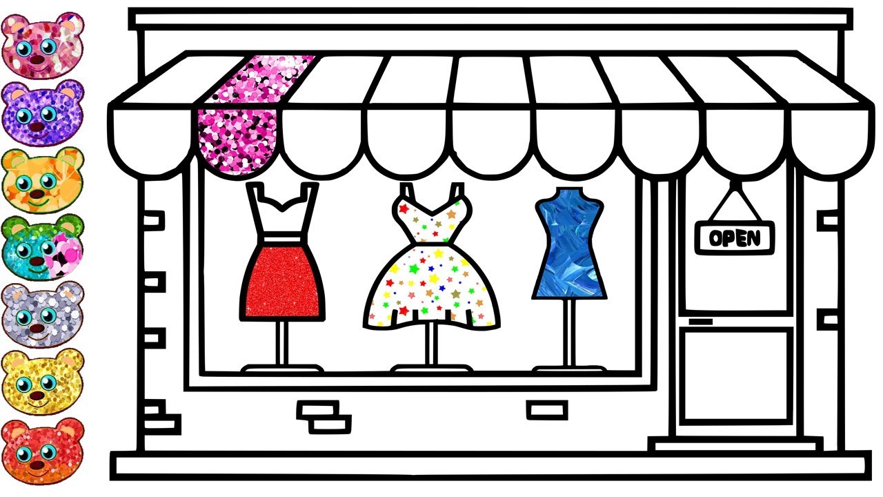 1280x720 Glitter Clothes, Dress Store Drawing And Coloring Book Pagekids