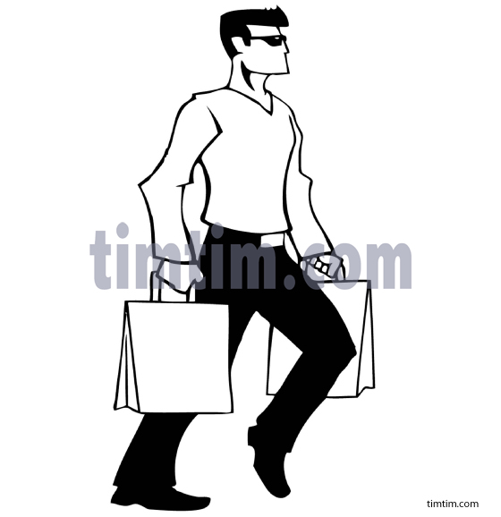 560x578 Free Drawing Of Man Shopping Bw From The Category Beauty Fashion