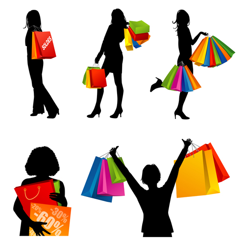 500x492 Hand Drawing Shopping Girls Vector Set Free Download